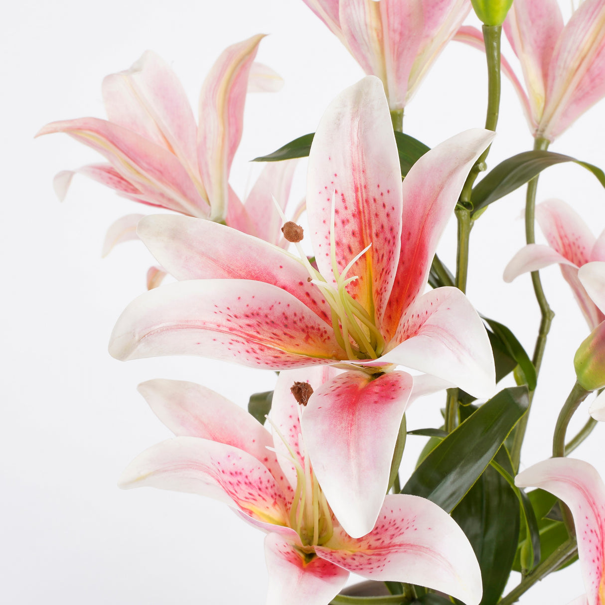 Blomsterne på en kunstig tigerlilje set tæt på