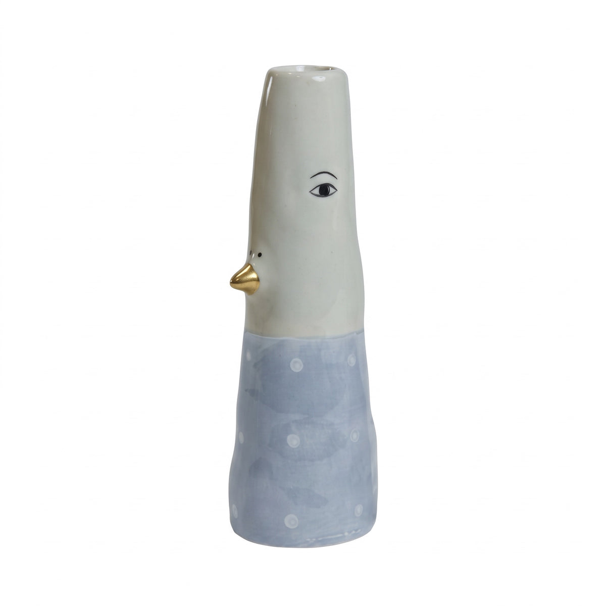 Vase og 16 cm lyseblå med striper eller prikker