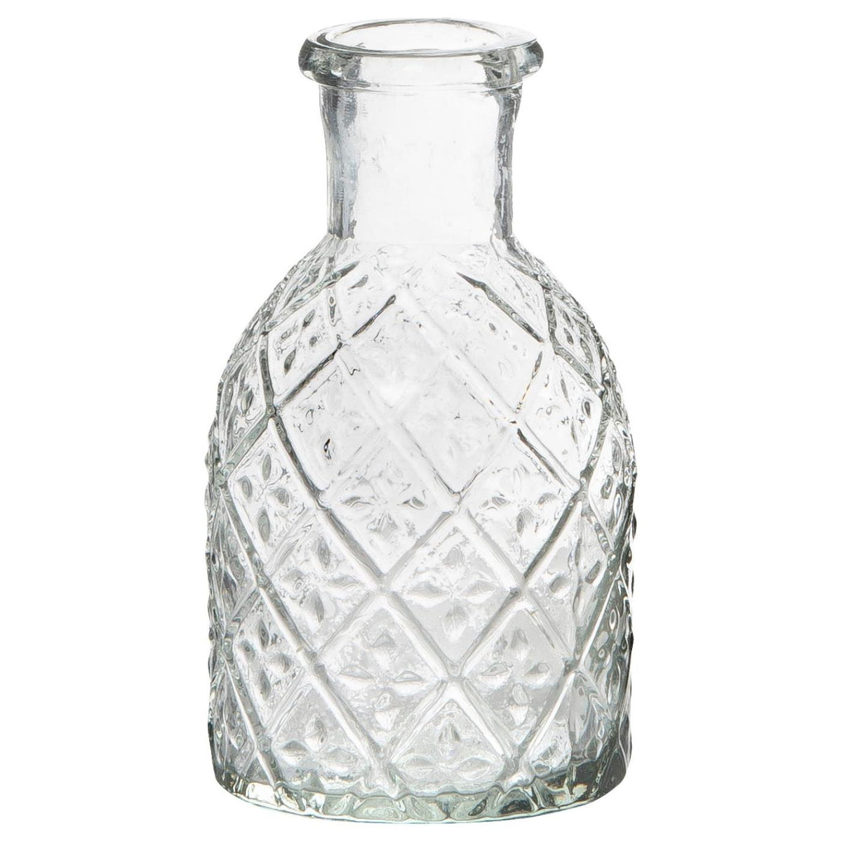 Lite apotekerglass fra Ib Laursen i klart glass med dekorativt harlekinmønster