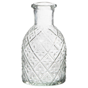 Lite apotekerglass fra Ib Laursen i klart glass med dekorativt harlekinmønster