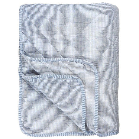 Quilt med hvide og blå mælkedrengestriber
