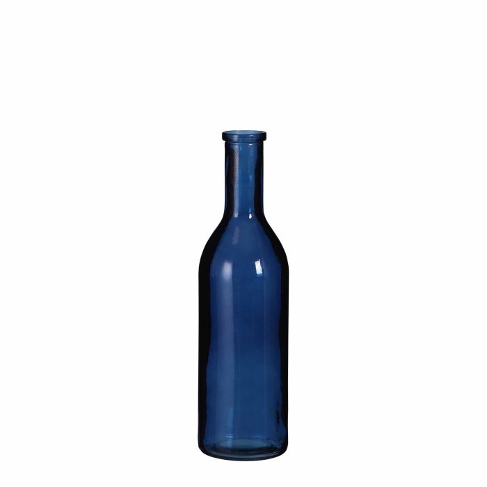 Genbrugsglasflaske blå vase