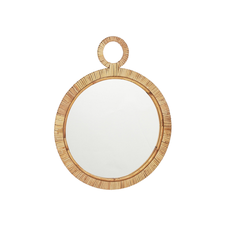 Rundt Kaj spejl med ratan ramme