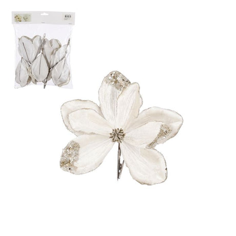 Magnolia med klips champagne diameter 23 cm glitter 5-pak