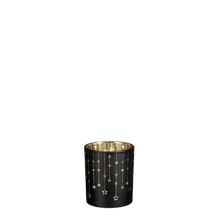 Fyrfadsstage med stjerner sort 8 cm høj