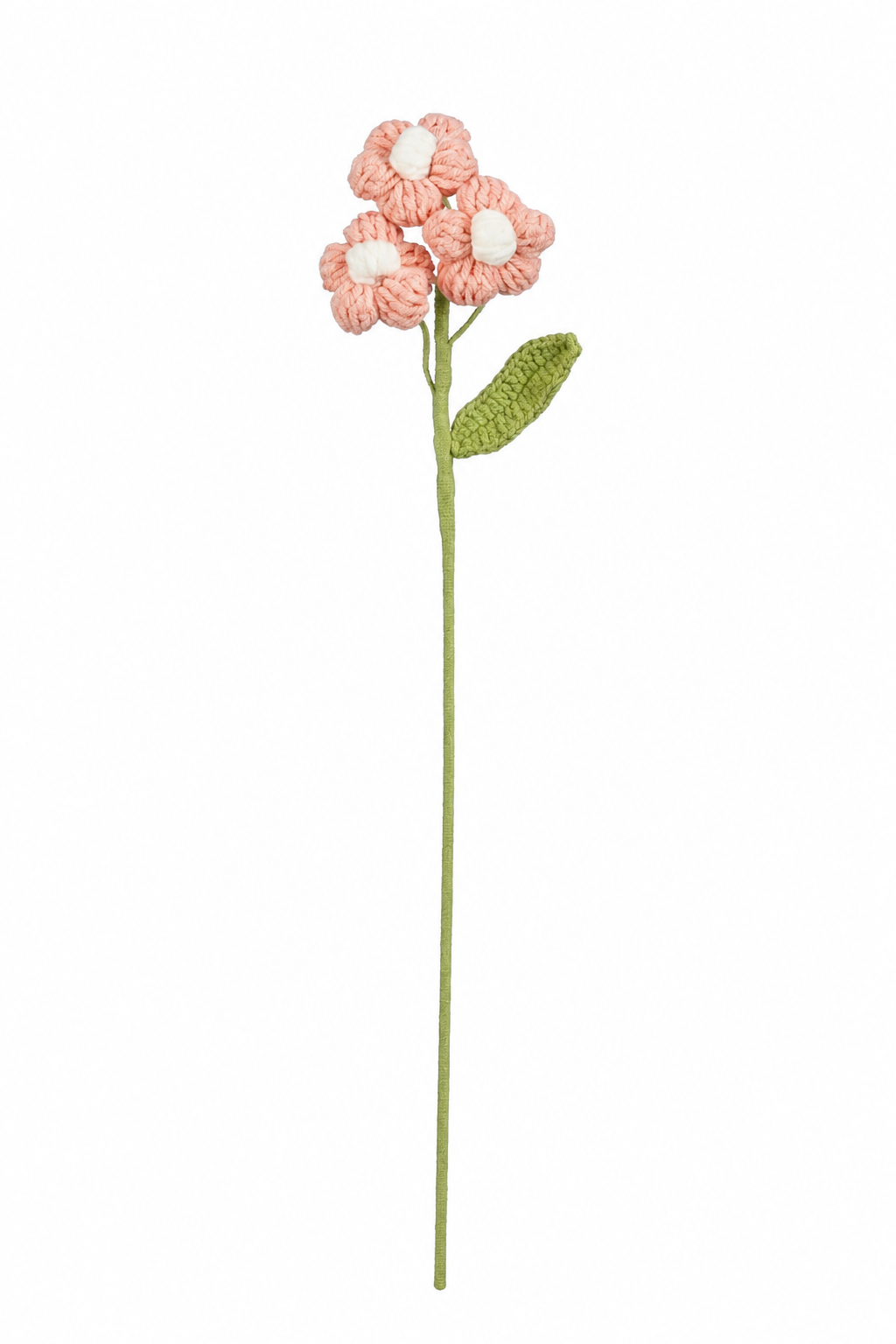 Lyserosa heklet blomst med små runde kronblader og gul midte til sommerbuketter