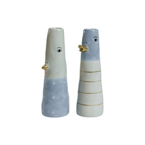 Vase and 16 cm lyseblå med striber eller prikker