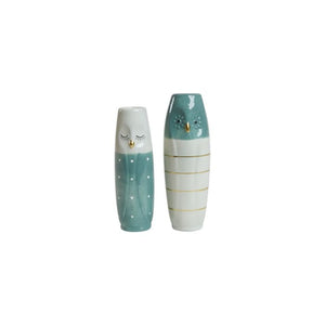 Vase Ugle 17 cm høj aqua & lys aqua