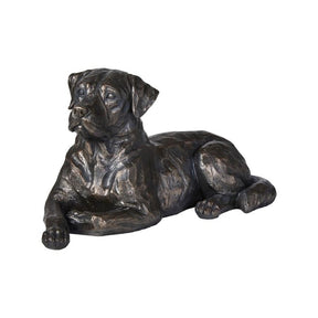 Hundefigur i bronzeeffekt liggende position for dekoration