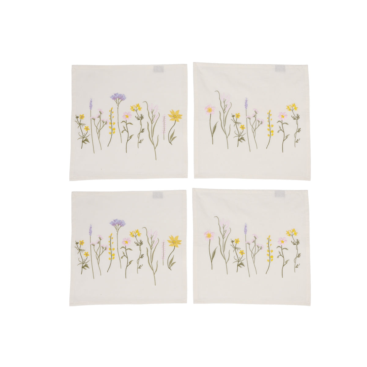 4 stofservietter med blomsterbroderi fra Speedtsberg