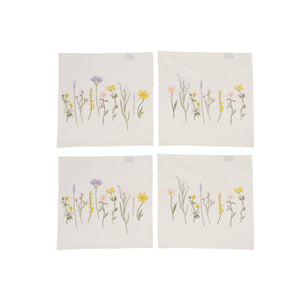 4 stofservietter med blomsterbroderi fra Speedtsberg
