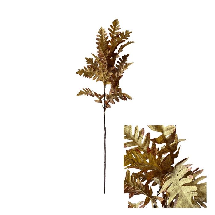Kunstig gren med naturtro egeblade i varme okkernuancer