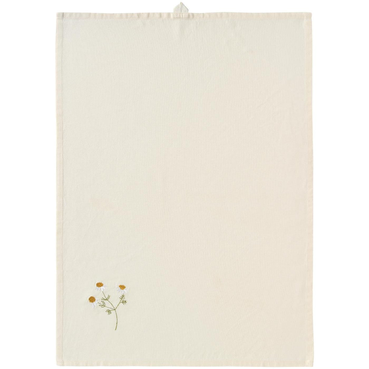 Viskestykke fra Ib Laursens Flora serie med broderet marguerit