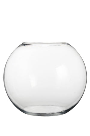 Stor rund glassbolle i klart glass med åpen topp til terrarier, planter og dekorative oppstillinger