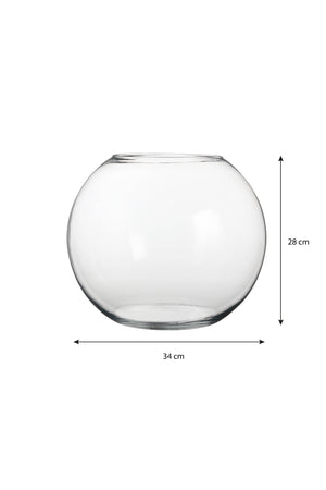 Stor kuleformet glassbolle, 34 cm i diameter og 28 cm høy