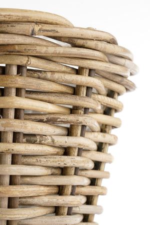 Marcia rund kurv i grå rattan med plastinderside set udenpå