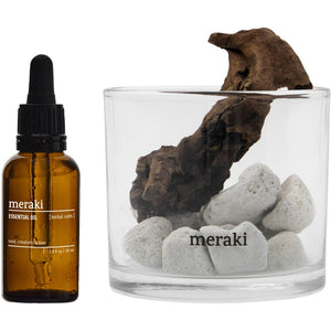 Meraki duftdiffuser med lavasten, træ og Herbal Calm æterisk olie