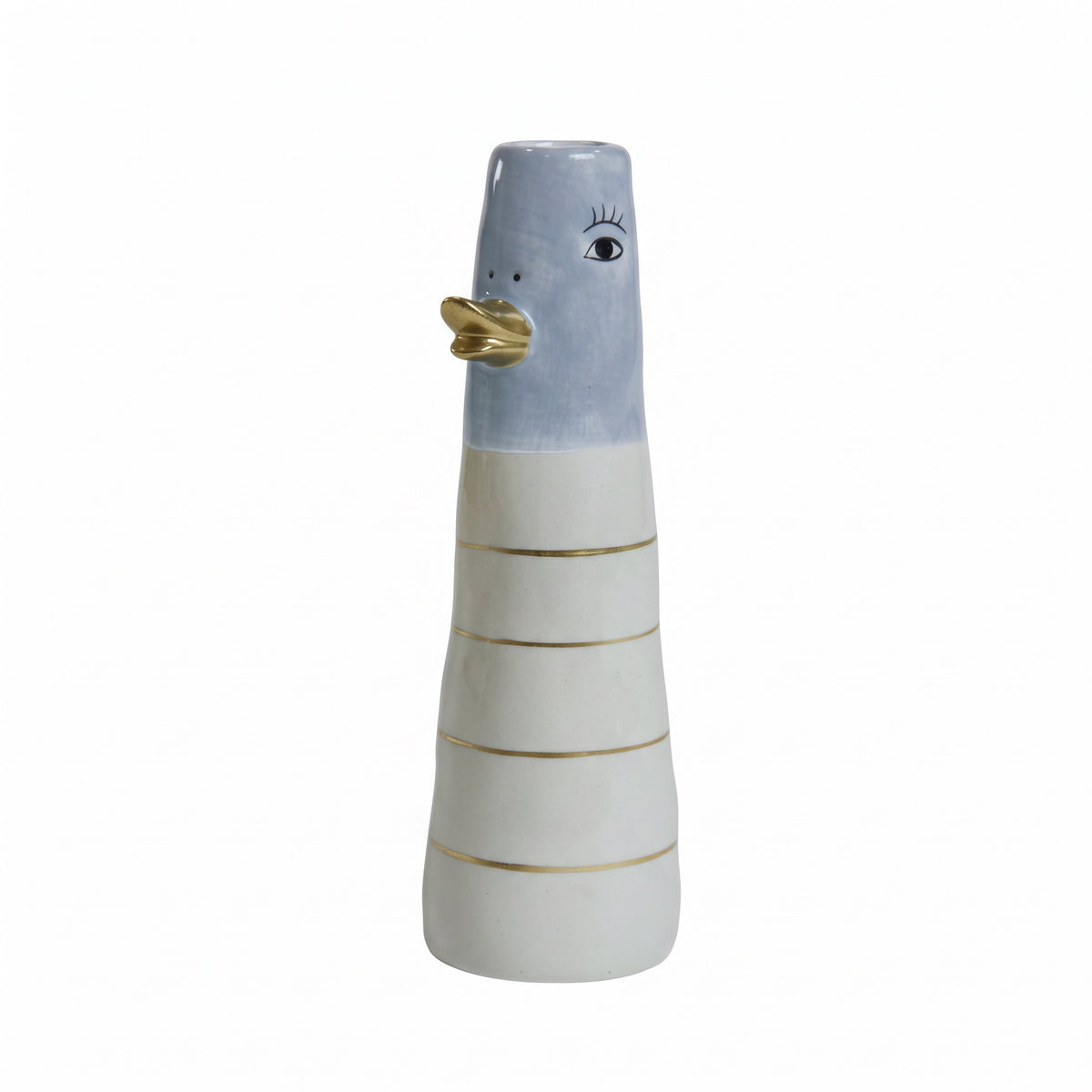 Vase og 16 cm lyseblå med striper eller prikker